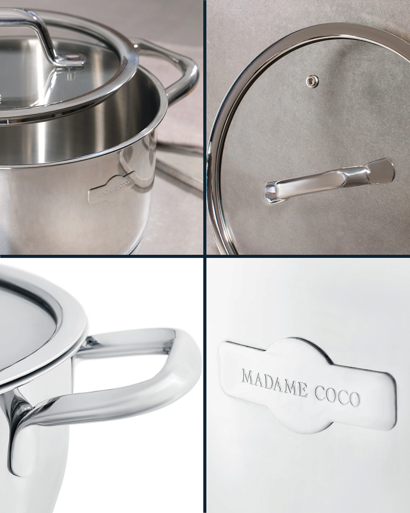 Кастрюля Nova глубокая с крышкой 2400 мл, нержавеющая сталь