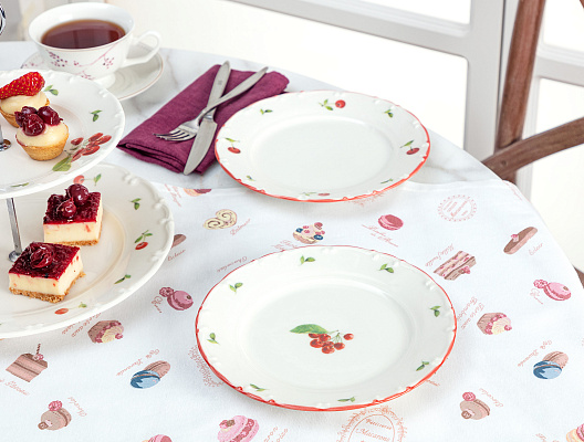 Набор тарелок для десертов из фарфора Cherry из 6 шт., 19 см - белый