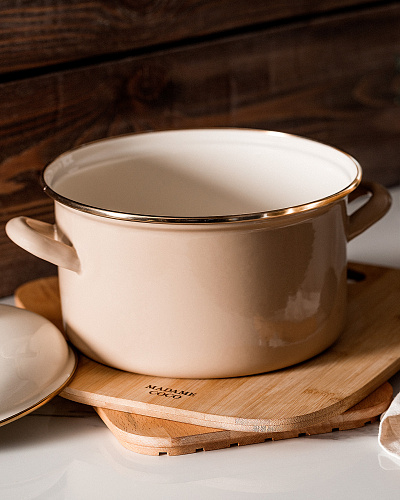 Кастрюля Bonneville с крышкой 4,5 л. - бежевая