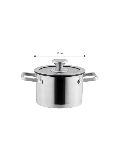 Кастрюля Raye с крышкой 16x10,5 см. - нержавеющая сталь
