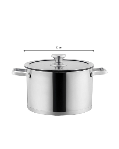 Кастрюля Raye с крышкой 22x13,5 см. - нержавеющая сталь