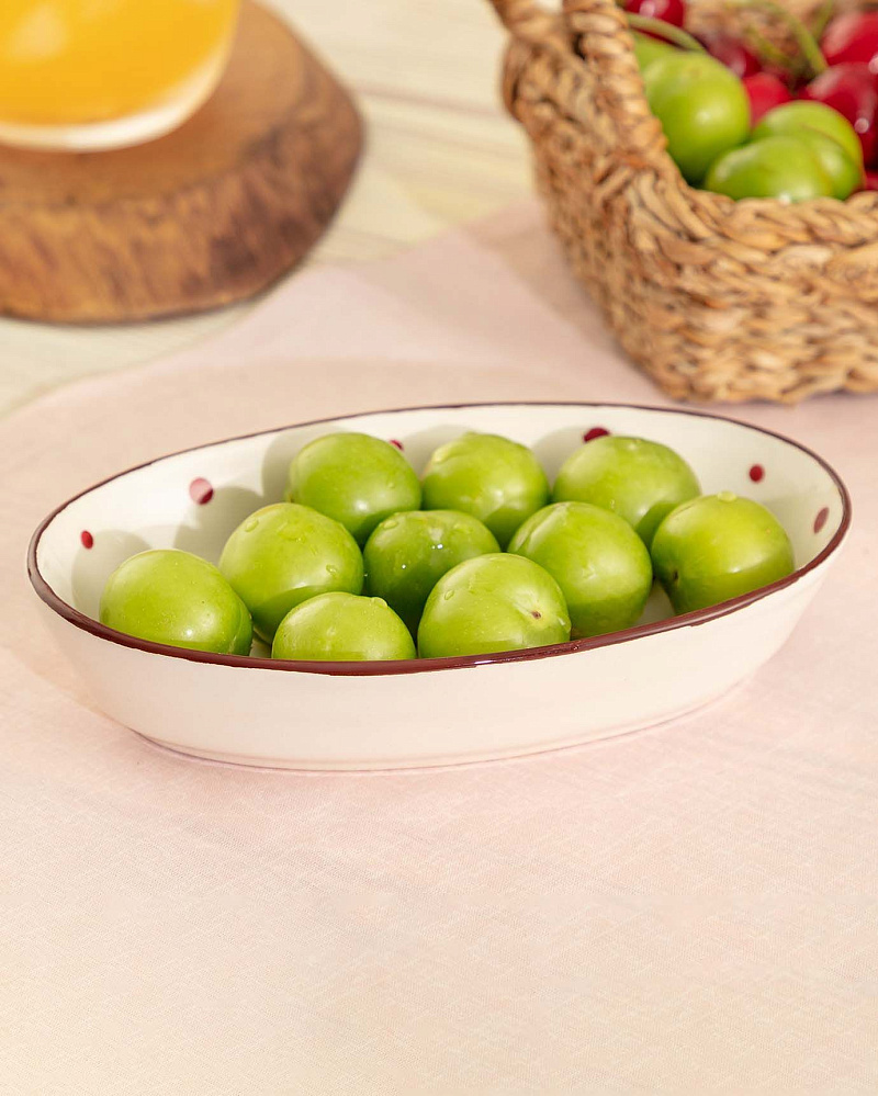 Блюдо керамическое Vie Sauvage 15 см - белое / красное