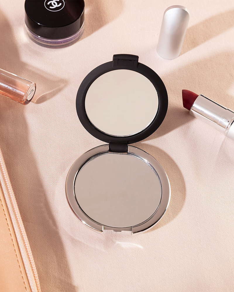 Мини-зеркало Linda 6,7x6,7x1,5 см. - серебристое / черное