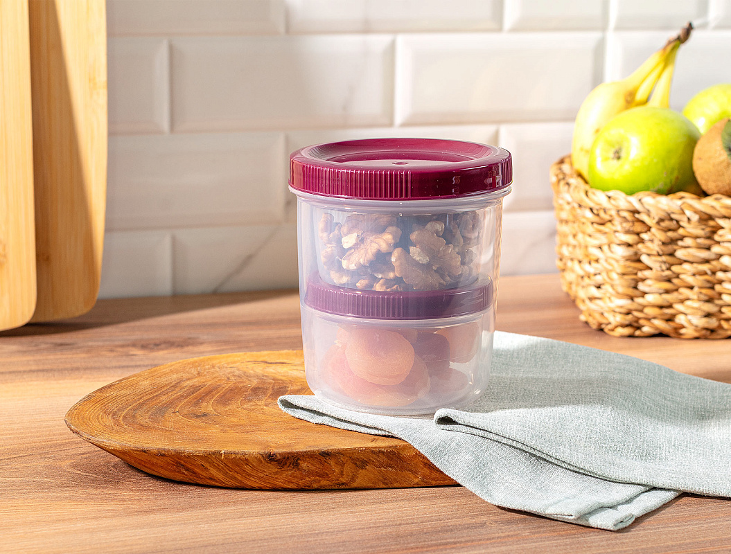 Набор контейнеров Dieppe из 3 шт., 10,2x10,2x11,3 см. - сливовый