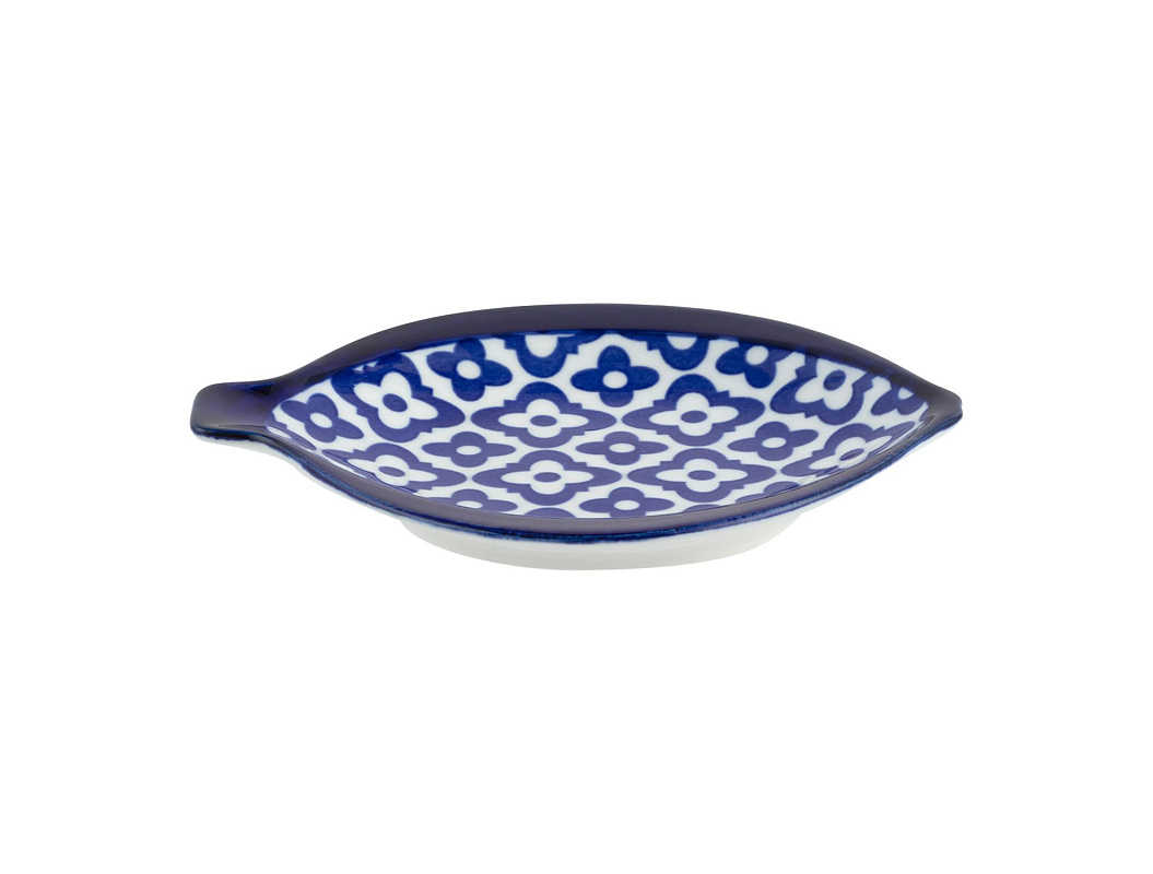 Мини-тарелка фарфоровая Reve Tuyau 10x8,5x1,5 см - синяя