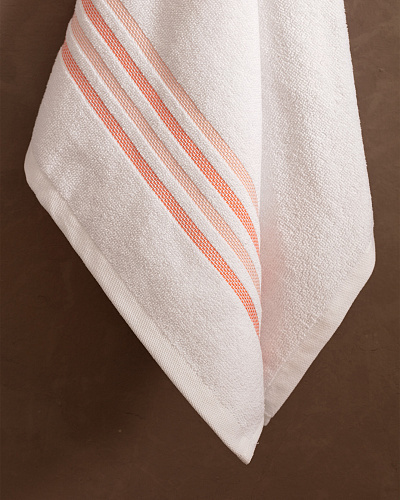 Банное полотенце Sandy 70x140см - белое/коралловое