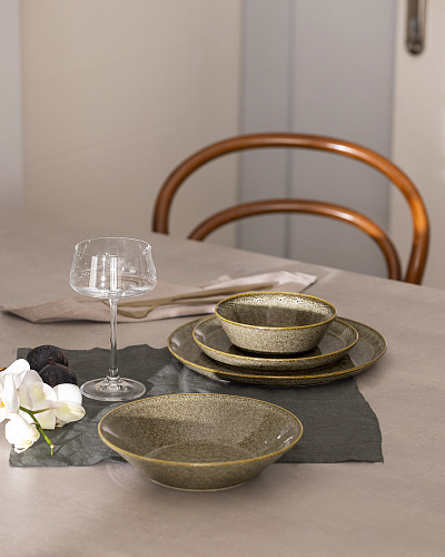 Столовый сервиз Bondy из 24 шт. - хаки