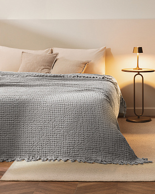 Двуспальное покрывало Mulette 240x260 см.- серое