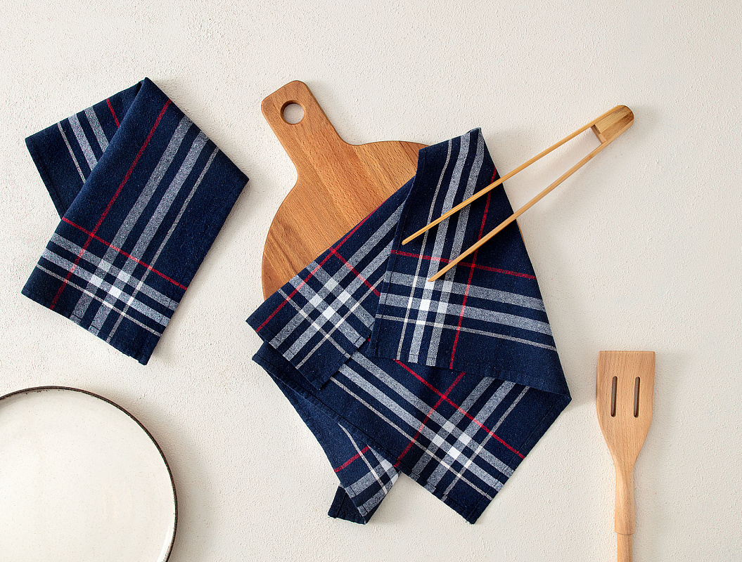 Комплект кухонных полотенец Brigitte из 2 шт., 40x60 см. - темно-синий