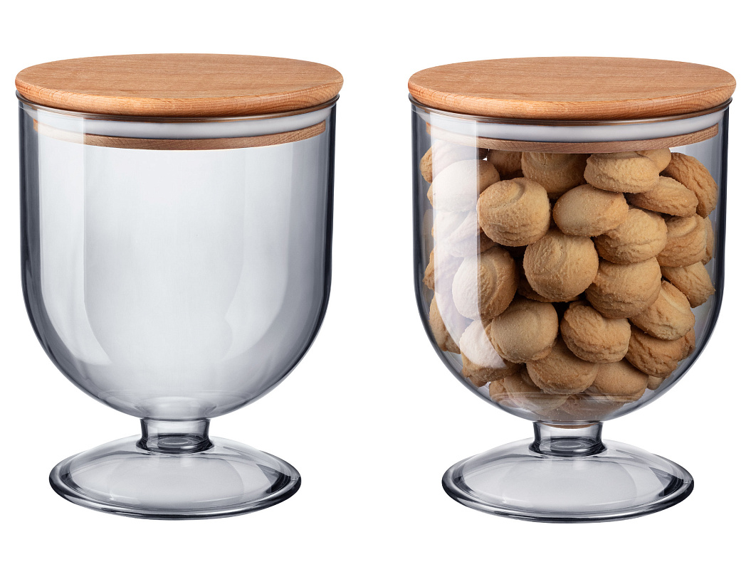 Контейнер для хранения с деревянной крышкой Marion 1600 мл. - темно-серый