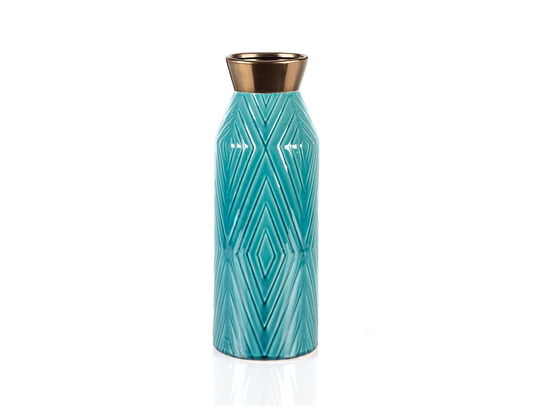 Ваза Aventurin 14x14x40,5 см. - бирюзовая