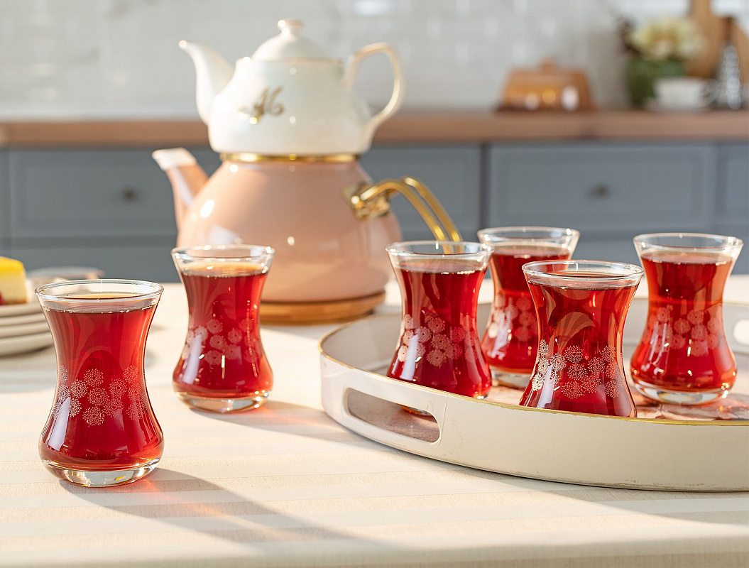 Набор стеклянных чашек  Lavem-White Flowers из 6 шт., 155 мл