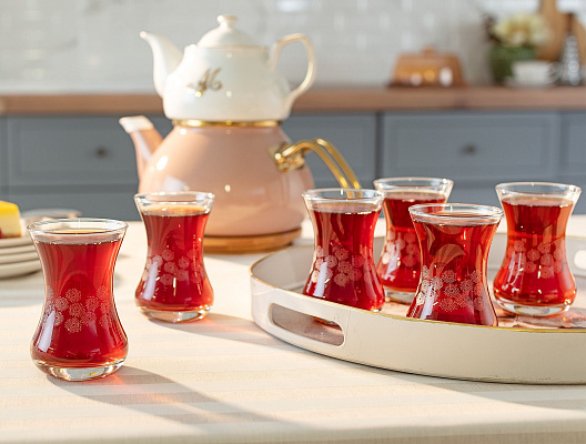 Набор стеклянных чашек  Lavem-White Flowers из 6 шт., 155 мл