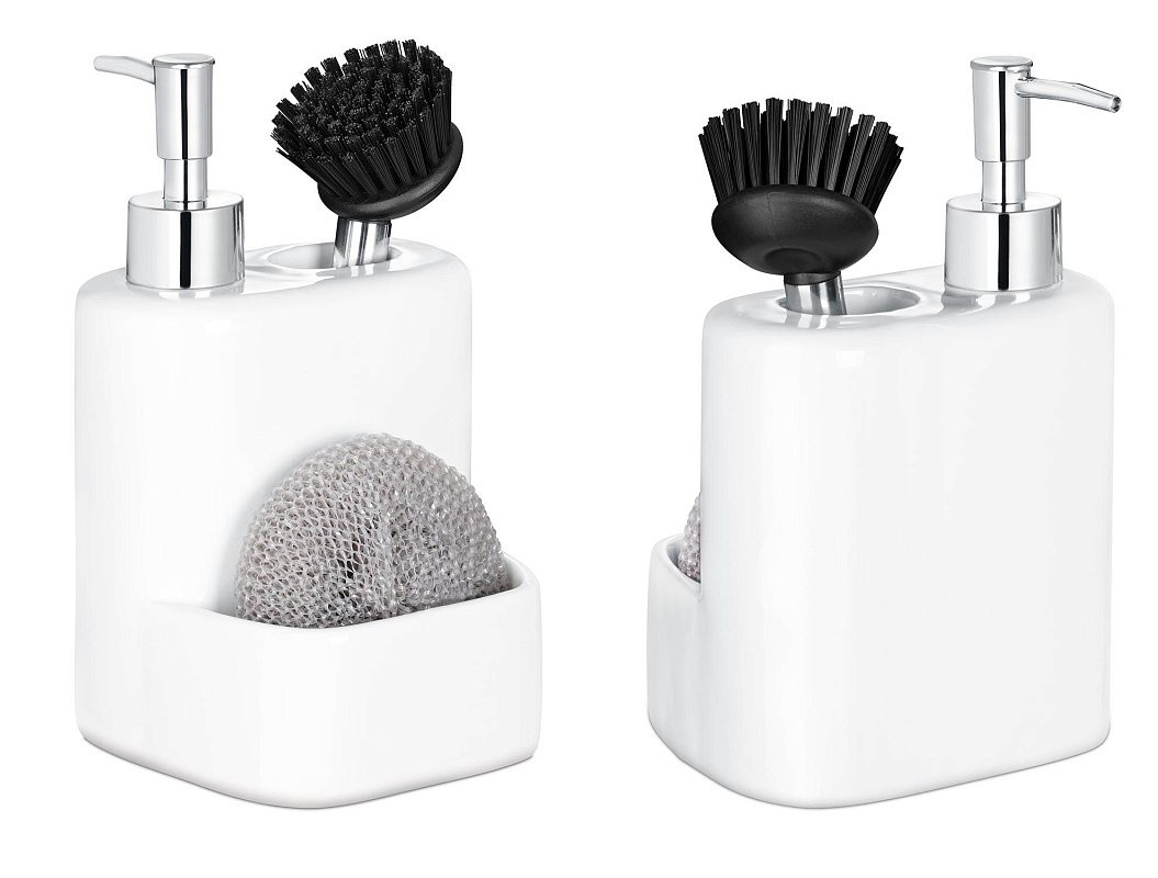 Дозатор для средства для посуды со щеткой Andre 12,5x11,5x22 см. - керамика