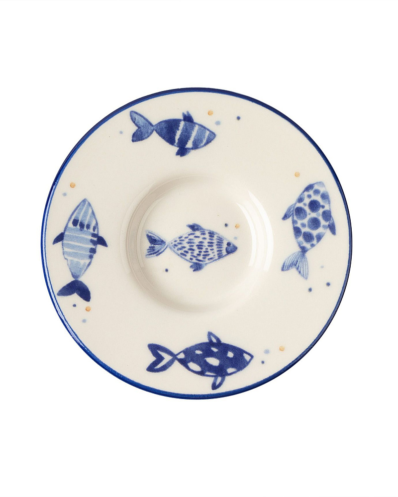 Набор фарфоровых чайных блюдец Luxe Poisson из 6 шт., 13x13 см - синий