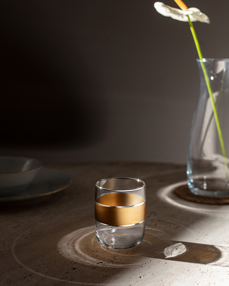 Набор стеклянных стаканов для напитков Musette Heike Gold из 4 шт., 270мл