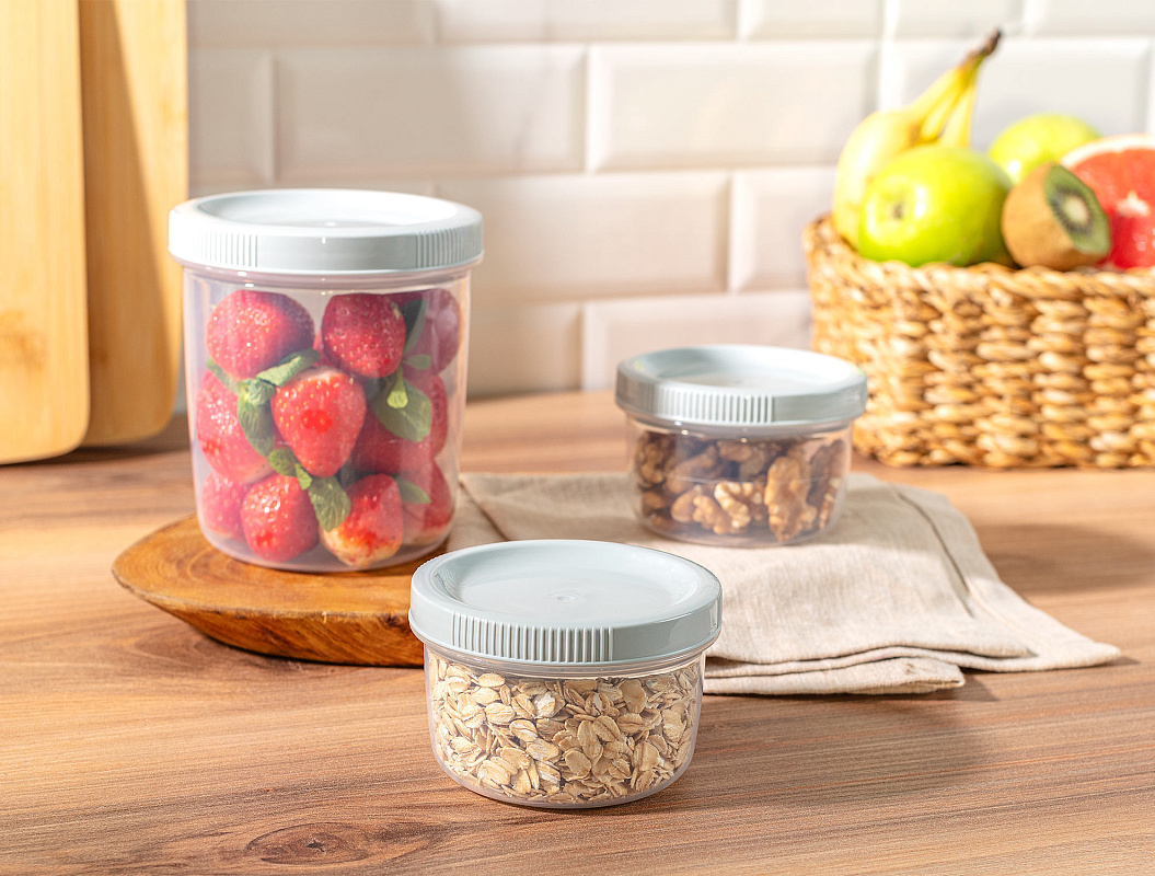 Набор контейнеров Dieppe из 3 шт., 10,2x10,2x11,3 см. - светло-зеленый