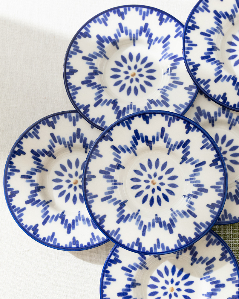 Набор фарфоровых чайных блюдец Luxe Mixte из 6 шт., 13x13 см - синий