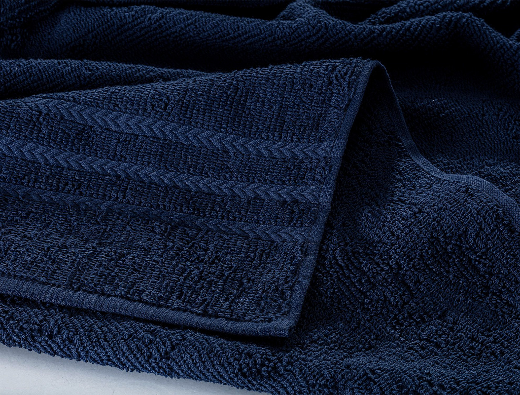 Набор махровых полотенец Avril из 3 шт. 30x46см, 50x76см, 70x140см - темно-синий