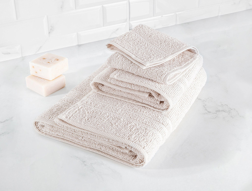 Набор махровых полотенец Avril из 3 шт. 30x46см, 50x76см, 70x140см - бежевый
