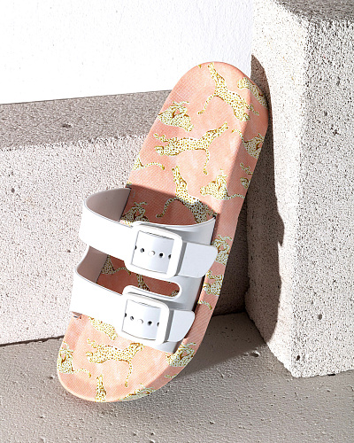 Пляжные женские тапочки Leopard 38 р.- розовые