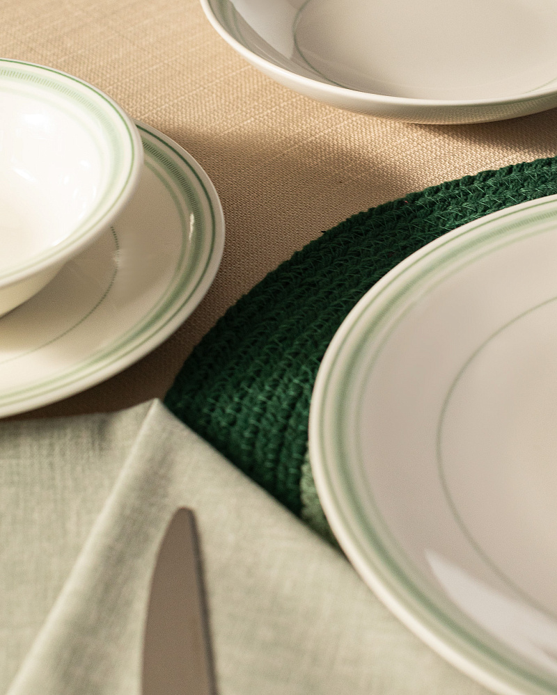 Столовый сервиз Moulin из 24 шт. - белый / зеленый