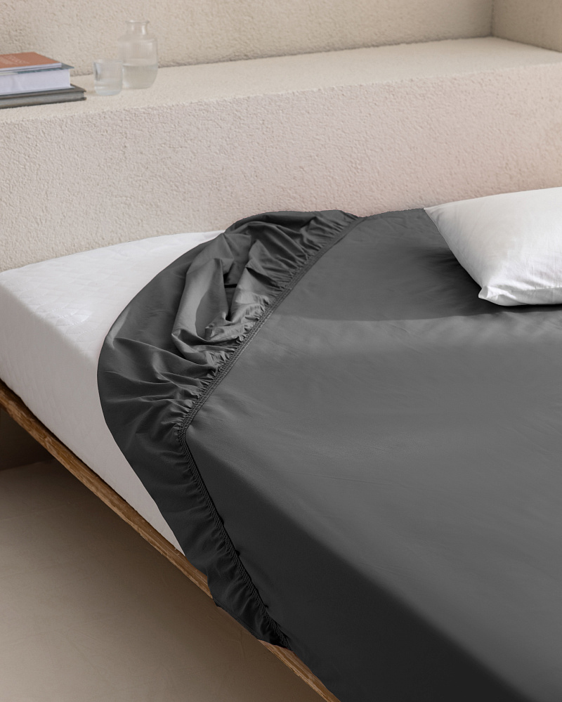 Простыня односпальная на резинке Manon 100x200 см, - хлопок