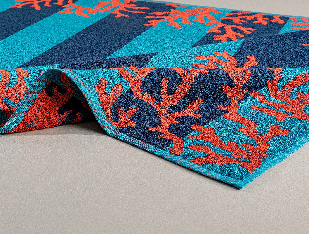 Пляжное полотенце Beau 70x150 см. - синее / оранжевое