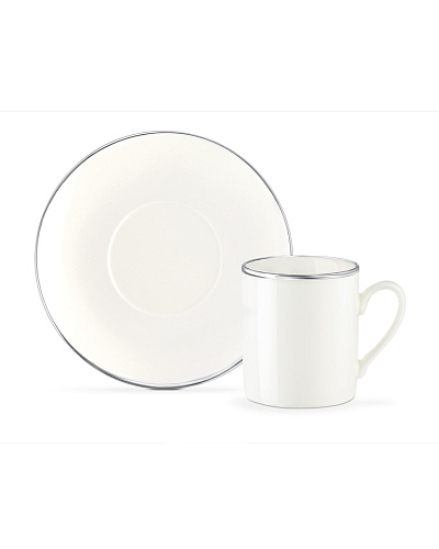 Набор кофейных чашек Coralie на 6 персон 90 мл. - бело-серебристый