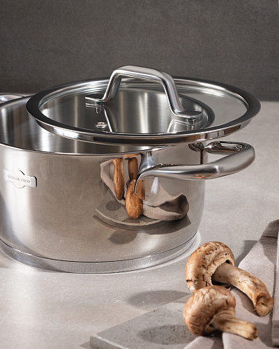 Кастрюля Nova глубокая с крышкой 2400 мл, нержавеющая сталь