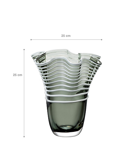 Стеклянная ваза Honfleur ручной работы 25х25 см. -  зелено-белая