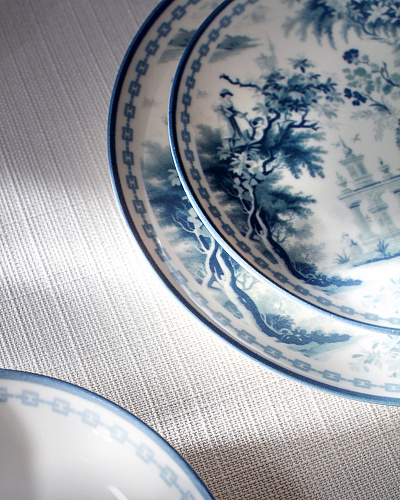 Обеденный сервиз Nova из 24 шт., 15-25 см. - белый / синий