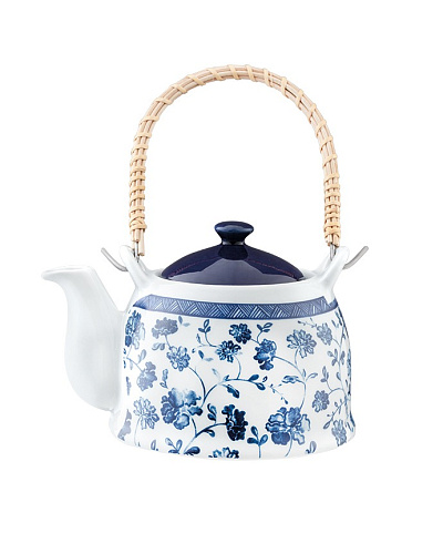 Чайник Nostalgic Fleur 750 мл. - бело-синий