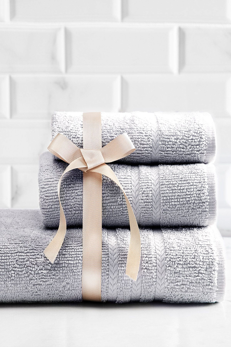 Набор махровых полотенец Avril из 3 шт. 30x46см, 50x76см, 70x140см - серый