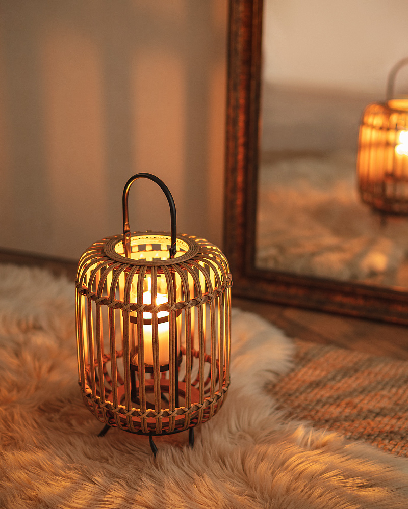 Подсвечник Jules Lantern 24x24x46 см. - бежевый