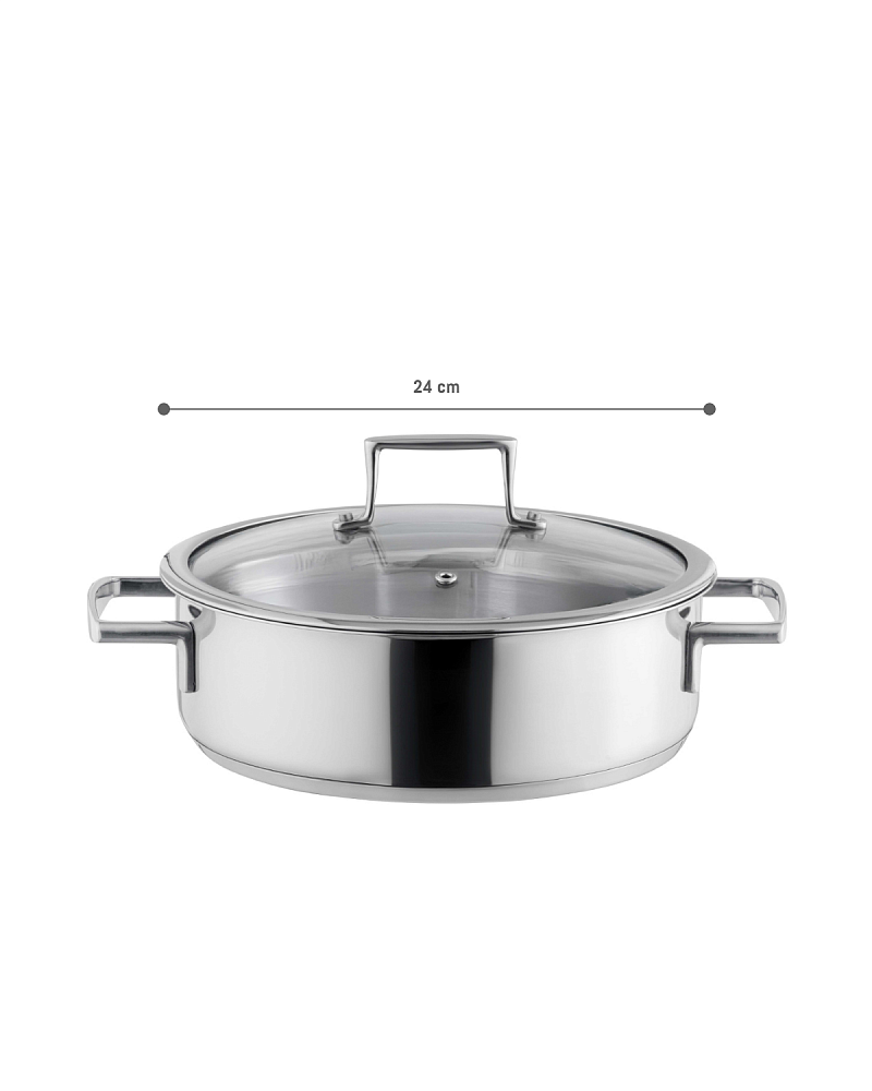 Кастрюля Elena с крышкой 24x7,5 см. - нержавеющая сталь