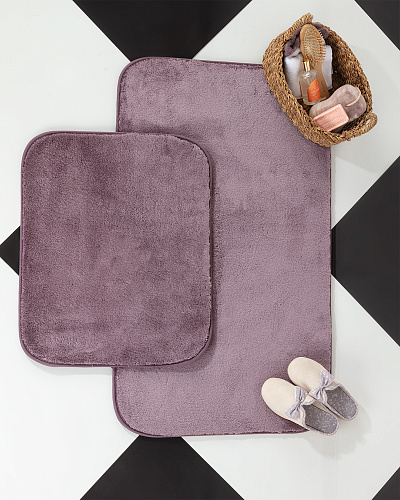 Комплект ковриков для ванной комнаты Carol 2 шт - сливовый. 60X100см , 50X60CM