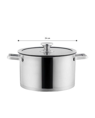 Кастрюля Raye с крышкой 24x14,5 см. - нержавеющая сталь