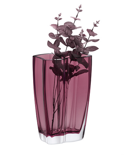 Стеклянная ваза ручной работы Lillebonne 16x25 см. - сливовая