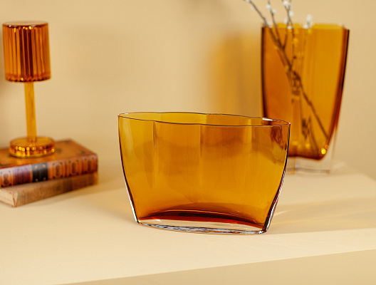 Ваза ручной работы Les Orres 28x19 см. - золотистая