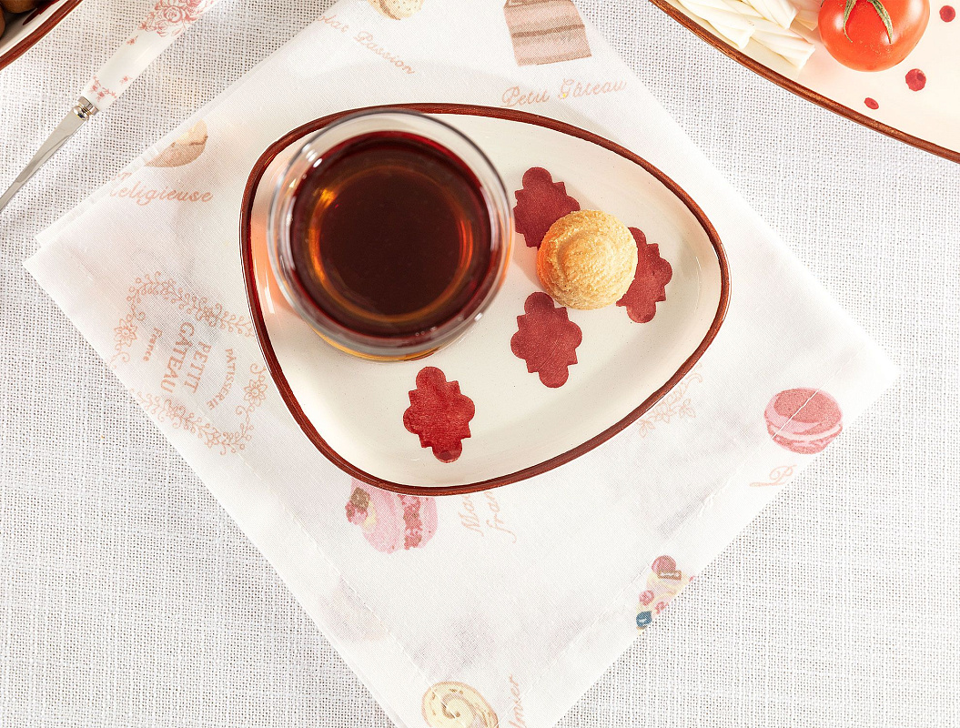 Блюдо керамическое Vie Rouge Oiseau 15 см - белое / красное