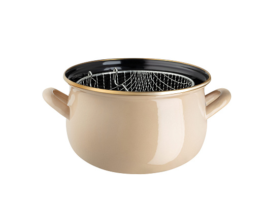 Эмалированная металлическая кастрюля Bonneville с крышкой 3,5 л. - бежевый