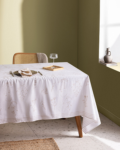 Скатерть Sarthe 160x250 см. - белый / бежевый