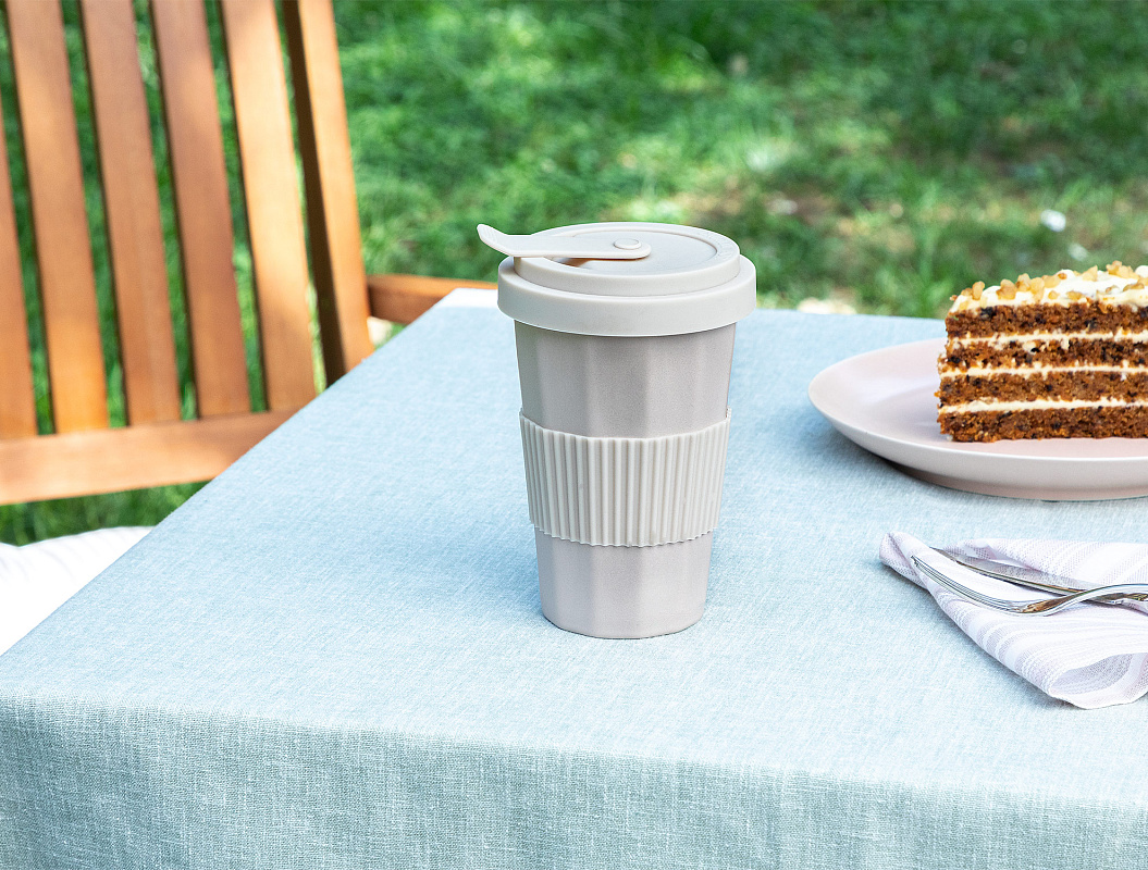 Кружка Grand с крышкой 385 мл. - светло-серая