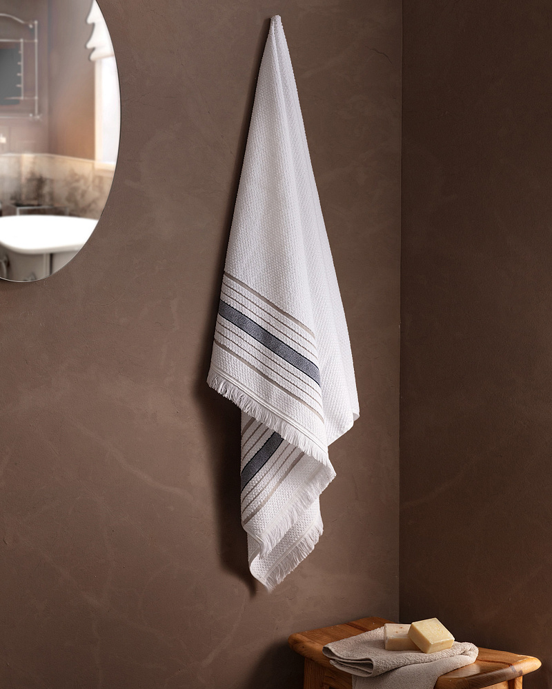 Банное полотенце Annecy 70х140см - белое/серое