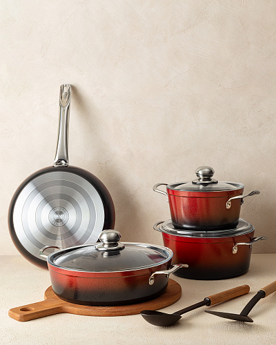 Набор посуды Titanium Professional из 7 шт. - красный