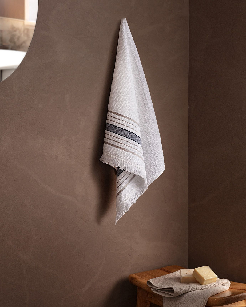 Полотенце для лица Annecy 50х70 см - белое / серое