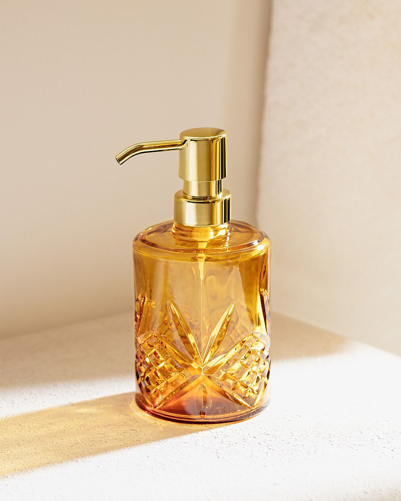 Стеклянный дозатор для жидкого мыла Aron - янтарный