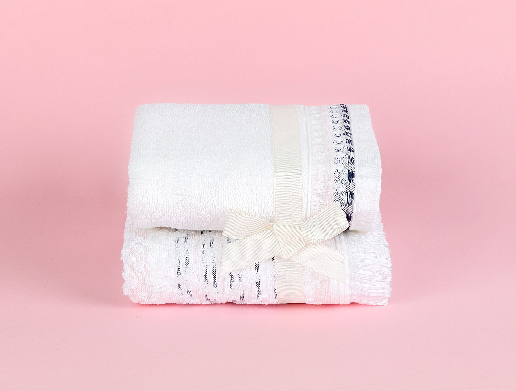 Набор полотенец для лица Rayford из 2 шт., 50x70см - темно-синий/белый