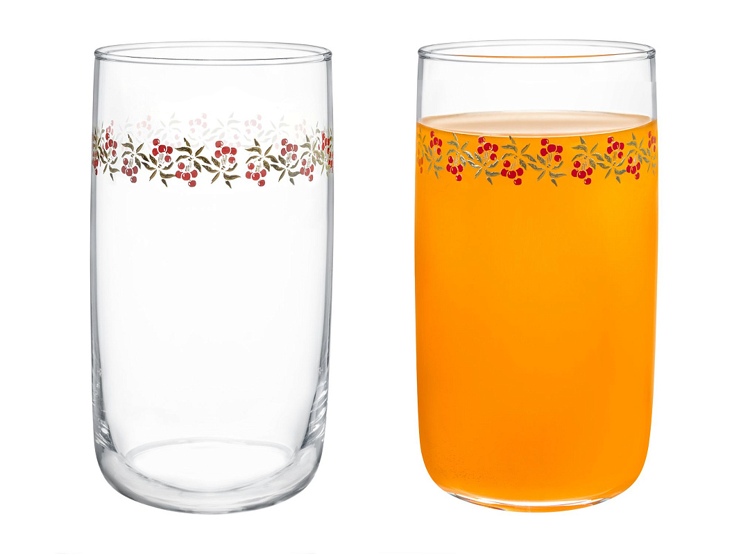 Набор стеклянных стаканов для напитков Musette-Cherry из 4 шт., 365мл